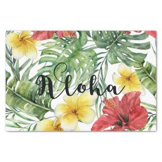 Tropical Botanical Leaves & Flowers Floral Aloha Tissue Paper