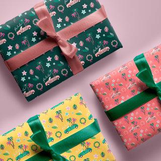 Tropical Christmas Fala Lets Roll Pink Convertible  Sheets