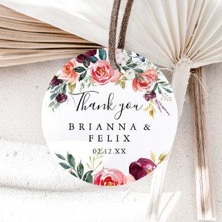 Tropical Colorful Summer Thank You Wedding Favor Classic Round Sticker