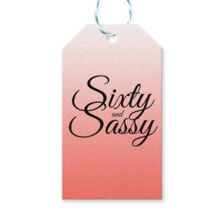 Tropical Coral Ombre 60 and Sassy 60th Birthday Gift Tags