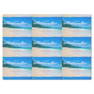 Tropical Destination Scenic Beach Photo Pattern Tissue Paper