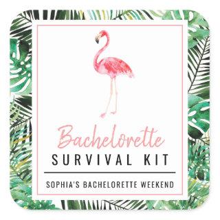 Tropical Flamingo Bachelorette Survival Kit  Square Sticker