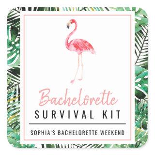 Tropical Flamingo Bachelorette Survival Kit  Square Sticker