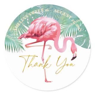 Tropical Flamingo Palms Sweet 16 ID922 Classic Round Sticker