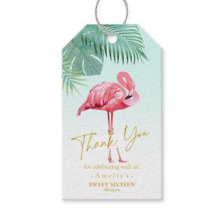 Tropical Flamingo Palms Sweet 16 Thank You ID922 Gift Tags