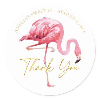 Tropical Flamingo Sweet 16 Thank You ID922 Classic Round Sticker