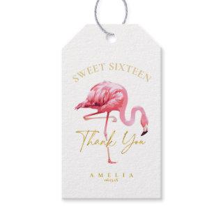 Tropical Flamingo Sweet 16 Thank You ID922 Gift Tags