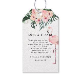 Tropical Flowers & Pink Flamingo Beauty Gift Tags