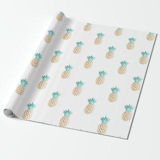 tropical fresh summer faux gold pineapple pattern