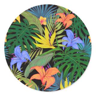 Tropical Hawaii Aloha Flower Graphic Classic Round Sticker