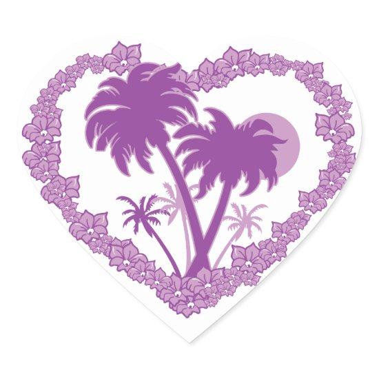 Tropical Hawaiian Palm Tree Heart Heart Sticker