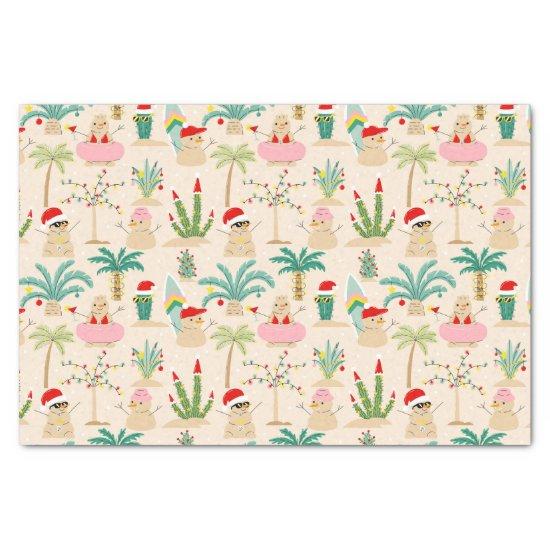 Tropical Holiday Vibes Christmas Pattern Tissue Paper