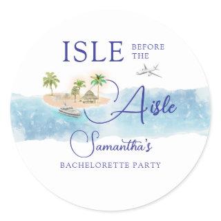 Tropical Island Palm Tree Destination Bachelorette Classic Round Sticker