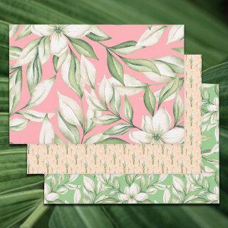 Tropical Island Pink, Blush, Green Floral 3 pack   Sheets
