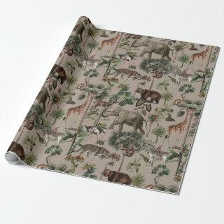 Tropical Jungle Safari Animals Pattern