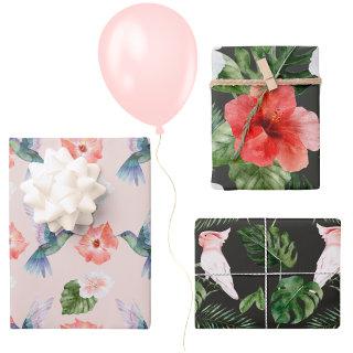 Tropical Leaves Flowers Birds Watercolor Patterns   Sheets