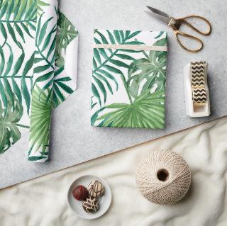 Tropical Monstera and Palm Leaves