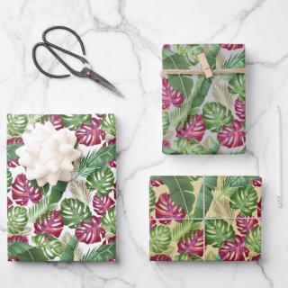 Tropical Monstera and Palm Leaves  Sheets