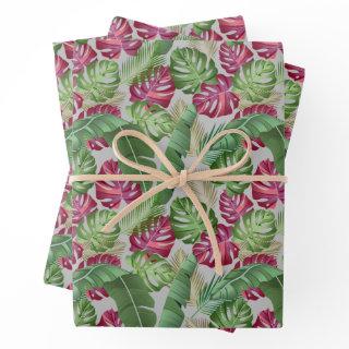 Tropical Monstera and Palm Leaves  Sheets