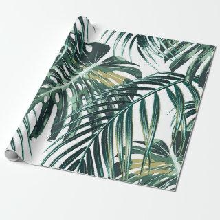 Tropical palm leaves, jungle leaves seamless flora