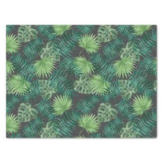 Tropical Palm Tree Leaves Pattern Green Black Tissue Paper