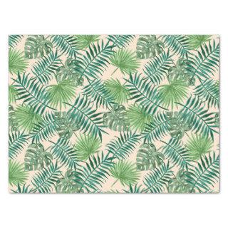 Tropical Palm Tree Leaves Pattern Green Peach Tissue Paper