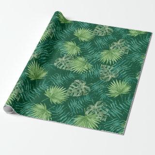 Tropical Palm Tree Leaves Pattern Green