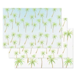 Tropical Palm Trees Watercolor blue ombre  Sheets