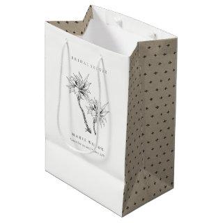 Tropical Palms Black White Sketch Bridal Shower Medium Gift Bag