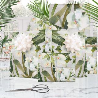 Tropical Palms White Orchid Garden Floral  Sheets