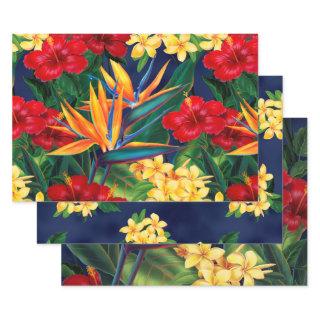 Tropical Paradise Hawaiian Floral Trio  Sheets