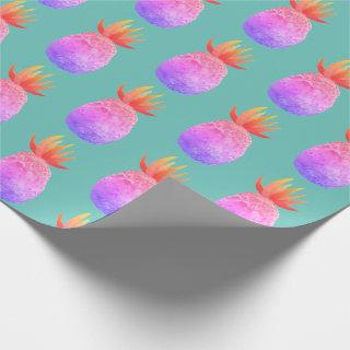 Tropical pineapple party purple pink watercolor