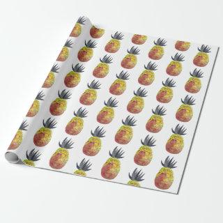 Tropical pineapple party red yellow watercolor