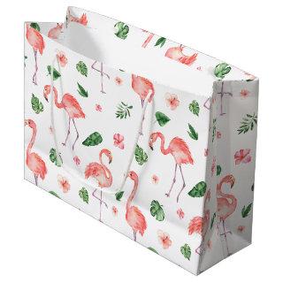 Tropical Pink Flamingo Pattern Large Gift Bag