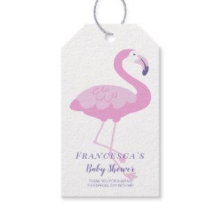 Tropical Pink Flamingo Thank You Baby Shower Gift Tags