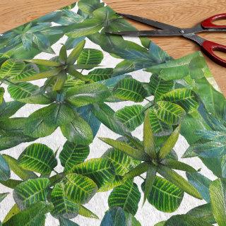 Tropical Plants Jungle Foliage Pattern Green White Tissue Paper