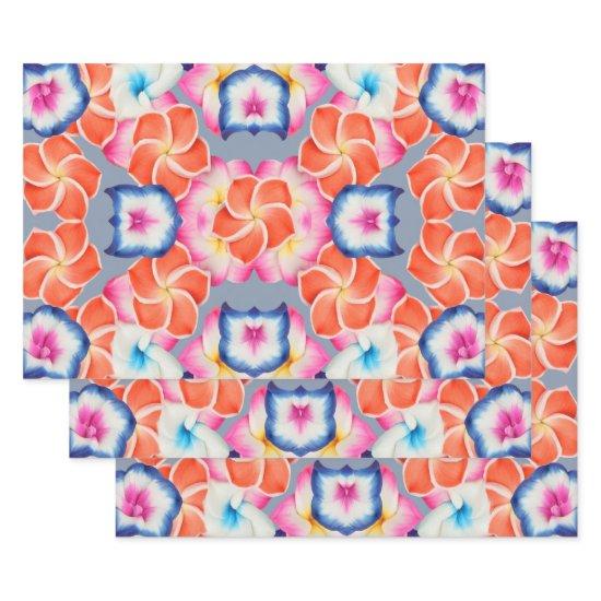 Tropical Plumeria Flowers X Pattern   Sheets