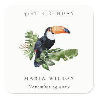 Tropical Rainforest Toucan Fauna Any Age Birthday Square Sticker