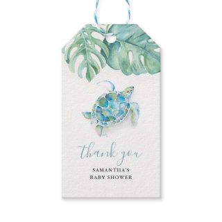 Tropical Sea Turtle Baby Shower Watercolor Gift Tags