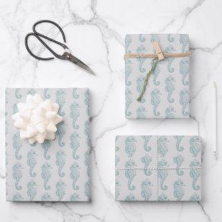 Tropical Seahorses, Seahorse Pattern - Blue Gray  Sheets