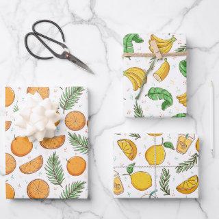 Tropical Summer Fruit  Set of 3