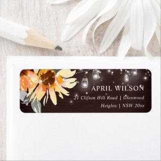 TROPICAL SUNFLOWER STARRY NIGHT MASON JAR WEDDING  LABEL