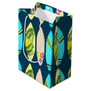 Tropical Surfboards Illustrated Navy Blue Medium Gift Bag