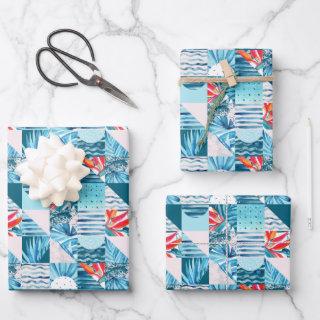 Tropical Teal Geometric Abstract Pattern  Sheets