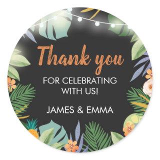 Tropical Thank You Havana Night Lights Luau Party Classic Round Sticker