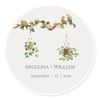 Tropical Tree Greenery Wedding Stickers