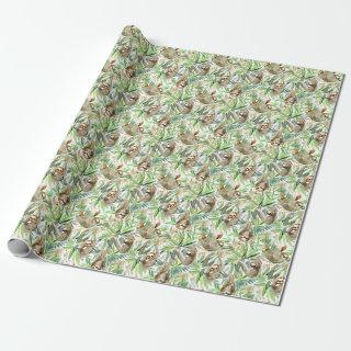 Tropical Watercolor Sloth Pattern