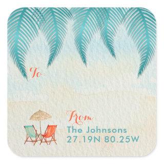 Tropical Watercolor Teal Gift Tags | On the Beach