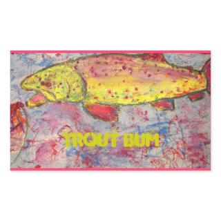trout bum art rectangular sticker
