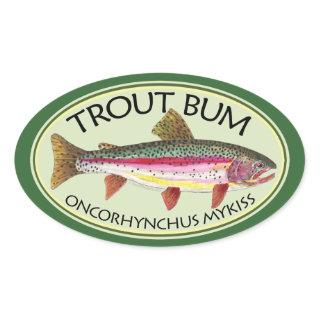 Trout Bum Fishing Oval Sticker